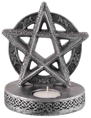 Witch Pentagram with Tea Light, Bronze, LxBxH ca. 13x12x15 cm