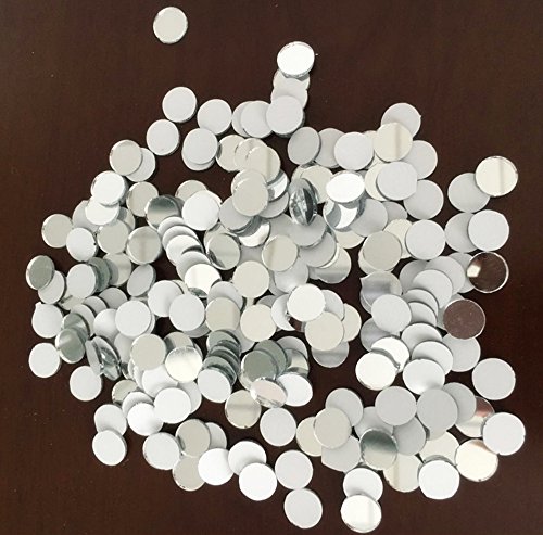 Set of 200pcs Small Round Glass Crafts, Real Glass Mirror Mosaic Tiles (1x1cm)