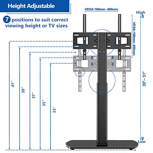 Yomt Floor Tv Stand With Swivel Mount Height Adjustable Universal Tv Stand For 27 To 65 Inch Lcd Led Oled Tvs, Space Saving Corner Standing Tv Mount For Bedroom Living Room,Black #TOP4