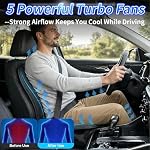 Instant Cooling Car Seat Cover Front Seat with Vibration | Ventilated Car Seat Cushion, Anti Sweat Cooling Pad, 5 Quiet Turbo Fans, For Cars SUV Truck, Hot Summer Driving