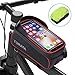 TURATA Bolsas de Bicicleta, Bolsa Impermeable para Bicicleta, Bolsa Táctil de Tubo Superior Delantero con Orificio para Auriculares para Teléfono Inteligente por Debajo de 6,5 Pulgadas (Rojo)