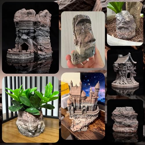 Image of OVV3D PLA Filament Stone PLA, 3D Printer Filament Rock PLA Filament 1.75mm + /- 0.02mm 1kg(2.2lbs) Better to Print Fossil Bone /Marble,Gradient Brown PLA