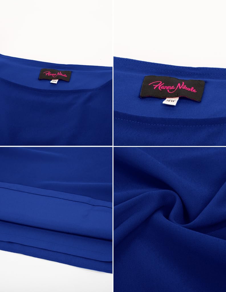 Hanna Nikole Camicetta da donna in chiffon, elegante a pipistrello, a doppio strato, larga, lunga