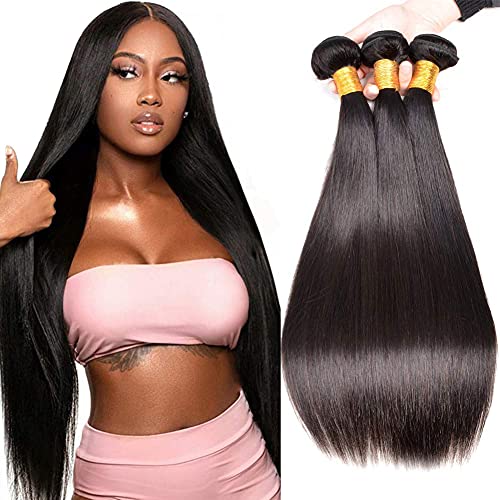 12A Brazilian Straight Hair Bundles 22 24 26 Inch Virgin Human Hair 3 Bundles Straight Hair Extensions Weave Hair Human Bundles 100% Unprocessed Virgin Hair Bundles