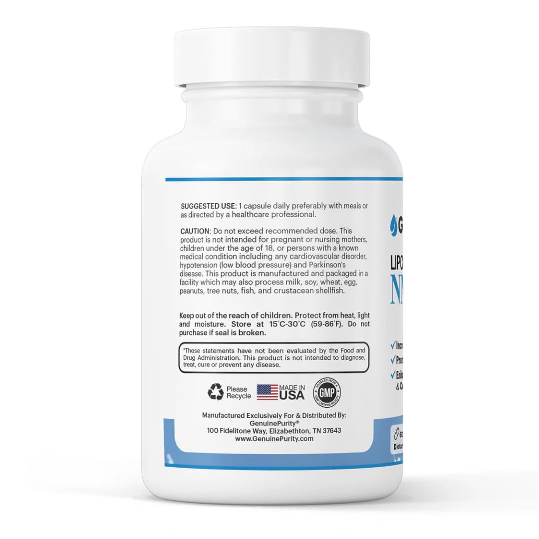 250mg Liposomal NMN Supplement - 60 Vegan Capsules to Support NAD+ Production, Cellular Energy & Healthy Aging - Nicotinamide Mononucleotide for Metabolic Wellness & Immune Support — Amazon image 2