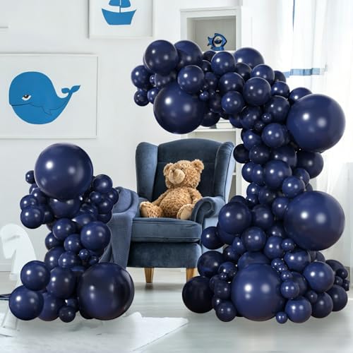 Image of Ouddy Party 129Pcs Navy Blue Balloons Arch Garland Kit 18 12 10 5 Inch | Different Sizes 6Pcs 18 inch Dark Blue Latex Balloons for Graduation Birthday Baby Shower Wedding Party Decorations