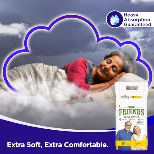 Image of Friends Easy Adult Diapers Tape Style (Medium) with odour lock and Anti-Bacterial Absorbent Core- Waist Size 28-44 Inch ; 71.12-111.76 Cm