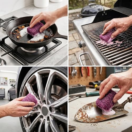 Image of SteadMax 60 Steel Wool Soap Pads, Pre-Soaped Metal Scouring Pads for Easy Cleaning of Pots, Pans, Ovens and Dishes (60 Pack)