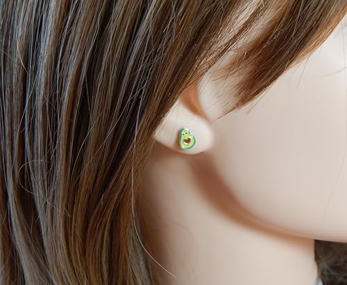 925 Sterling Silver Avocado Stud Earrings (Nickel Free/Hypoallergenic) 132282