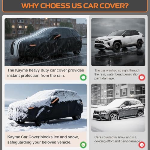 Kayme Heavy Duty Car Cover Custom Fit for BMW 3 Series 320i 325i 328i 330i 335i (1982-2026), Outdoor Full Exterior Cover with Tape and Towel, Rain Snow Sun UV Protection. - Image 6