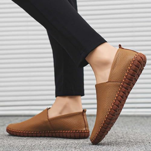 Image of Men's Genuine Leather Loafer Shoes Slip On Soft Walking Driving Shoes