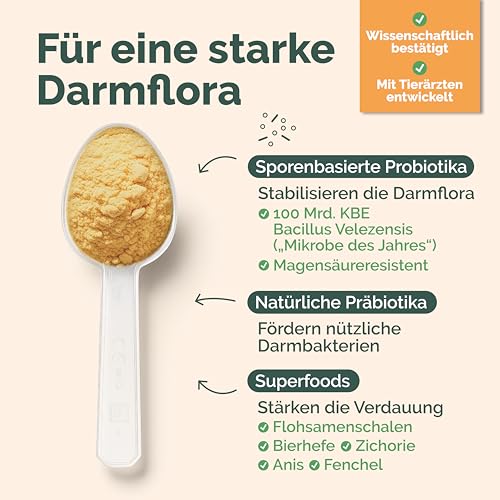 Vetura Probiotika-Mix für Hunde - 200 g - Natürliches Probiotika-Pulver - Präbiotika & Probiotika - Zur Unterstützung Einer gesunden Darmflora - Ohne künstliche Zusatzstoffe - Made in Germany