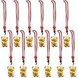 SUSHAFEN 12Pcs Tiger Pendants with Red Ropes 2022 Tiger New Year Gold Tiger Statue Ornaments...