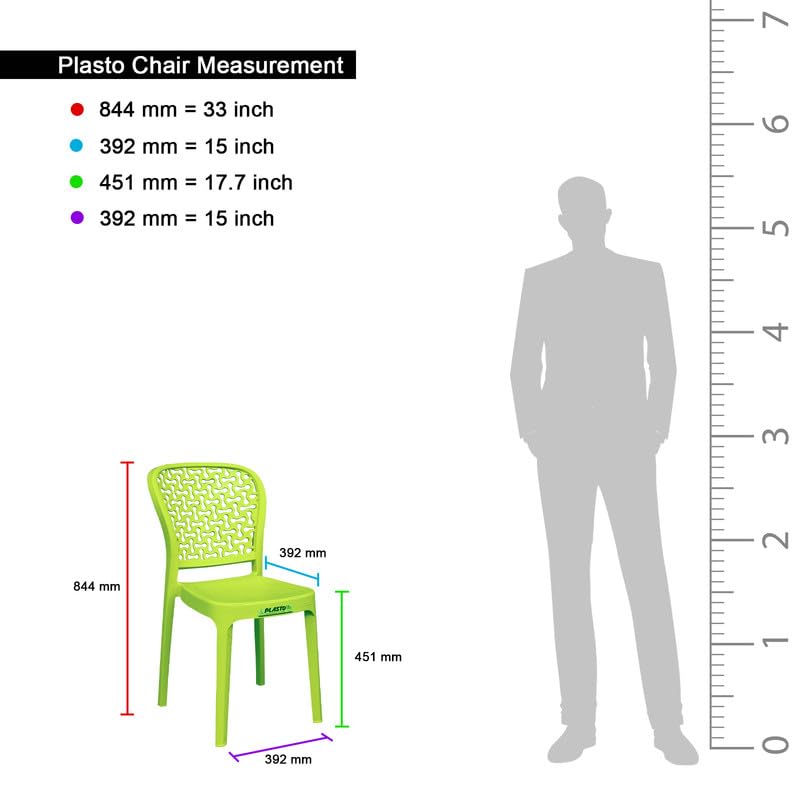 Image of Plasto Chair Luxury with Comfortable Back Posture, Without arm, Dining, Bedroom, Kitchen, Living Room, Garden | Bearing 150KG Capacity | Strong & Sturdy (Green)