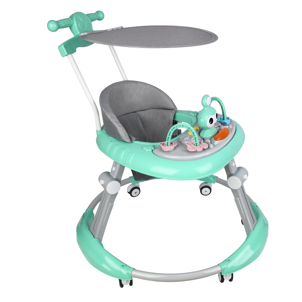 Abnehmbare elektronische Spielstation mit Lichtern und Melodien, faltbarer Baby-Lauflernhilfe, höhenverstellbar, einfache Aufbewahrung, ab 6 Monaten - 70 * 70 * 91 cm - Grün