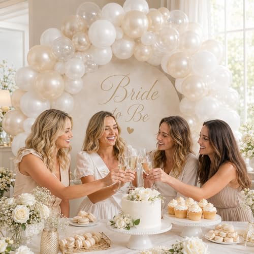 Image of Pearl Balloons, 60Pcs Pearl White Balloons, 12 Inch Latex Double Stuff Pearl White Balloons for Wedding Bridal Shower Baby Shower Wedding Anniversary Engagement Neutral Birthday Party Decorations