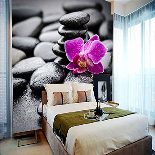 Toile panoramique 3D galet fleur violette de luxe