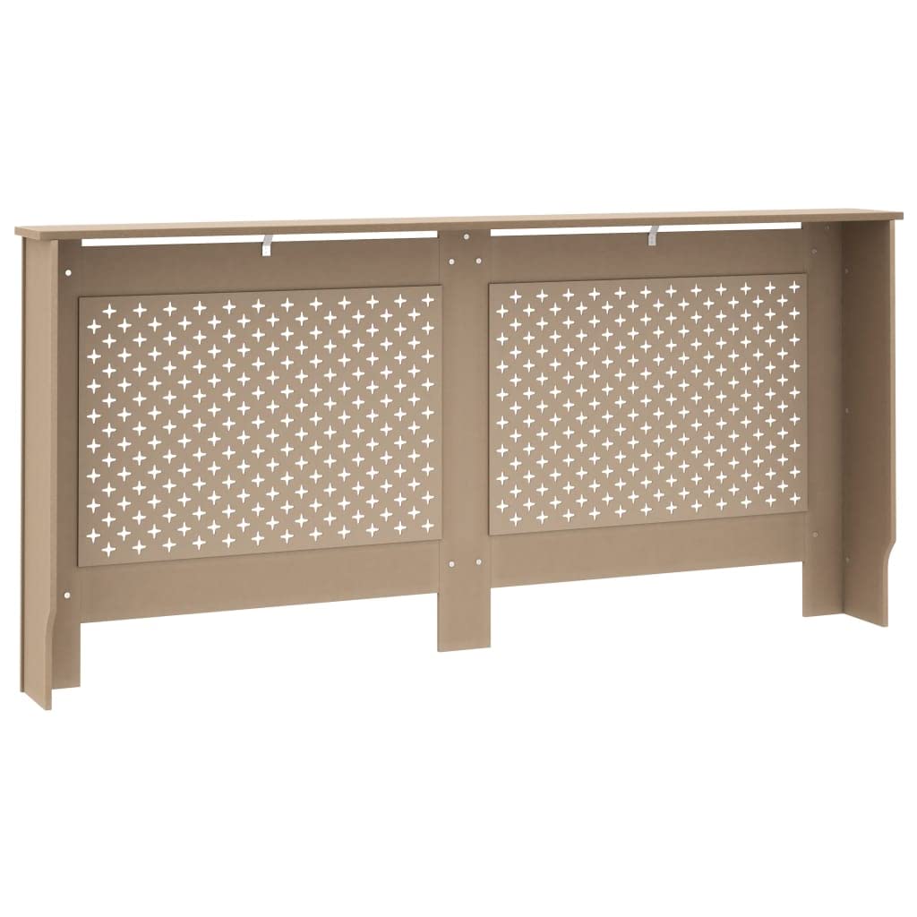 FIRBNUS 172x19x81.5 cm HeizköRperverkleidung HeizköRper Heizungsverkleidung HeizköRperabdeckung LamellentüR Lochplatte Holz HeizköRperkonsole Braun