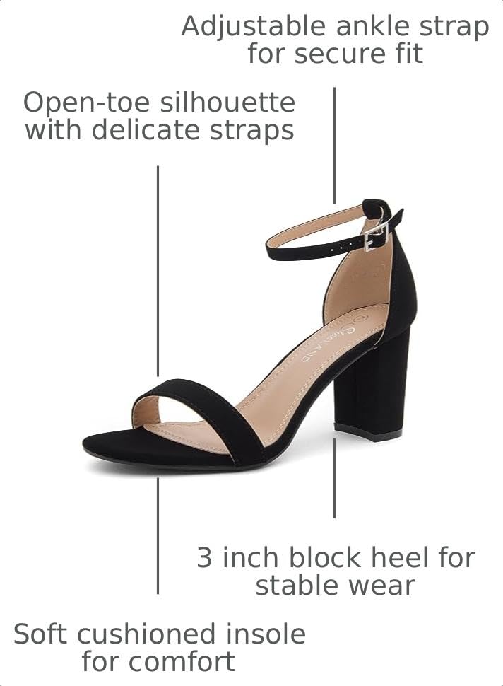 Image of Shoe Land Low Chunky Heels for Women Open Toe Ankle Strap Block Heel Sandals 3 Inch Dressy Heels for Wedding Party Date Night