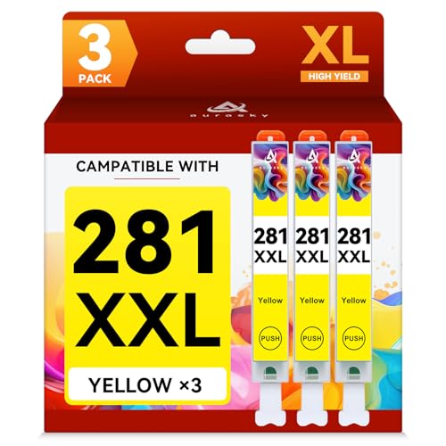 Image of CLI-281 Ink Cartridge Replacement for Canon CLI-281XXL 281XXL 281 Use for Canon PIXMA TS6320 TR7520 TS8120 TS8320 TR8520 TS9120 (3-Pack 281XXL Yellow)
