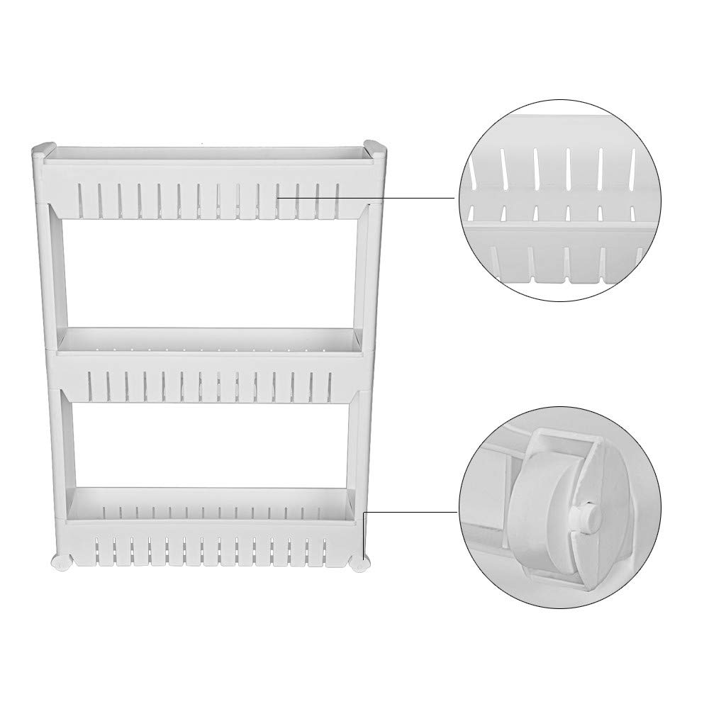 Mobile Shelving Unit Organizer With 4 Large Storage Baskets Slim