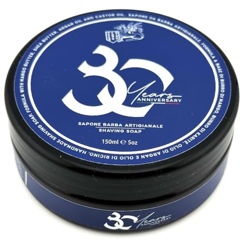 Image of TFS 80th Anniversary Shaving Soap Cream - Artisan Men's Shaving Soap Made in Italy, Citrus Floral Woody Fragrance, Rich Protective Lather, Moisturizing Formula for Smooth Shave - 150ml