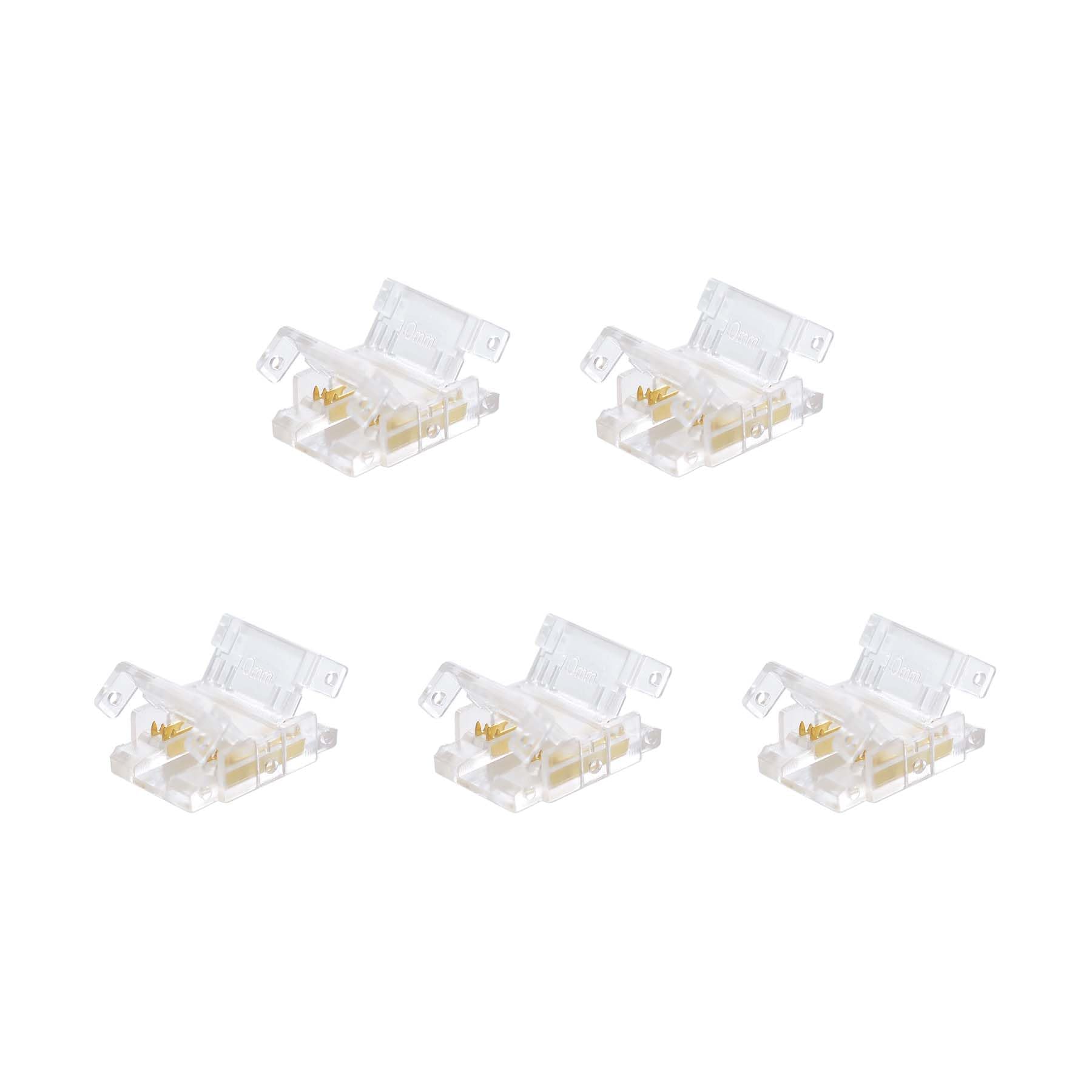 G.W.S® Solderless Strip to Strip Straight Connectors, for 10mm Wide 4 Pin RGB LED COB Strip Lights, Pack of 5