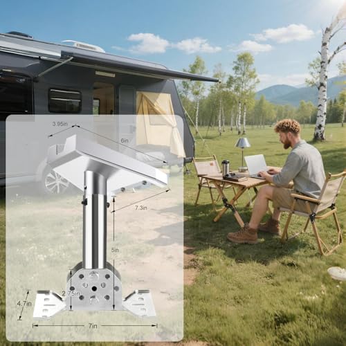 Starlink Mount, Adjustable Starlink Gen3 Mounting Kit, 180°Rotating Base + 360°Swivel Adapter for Flat/Sloped Roof,Wall,RV, Includes Wood & Concrete Screws, Compact 8" Design for Camping & Travel