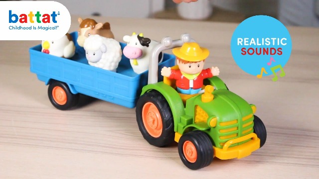 Jouet Ferme Battat Avec Tracteur, Animaux Et Sons - 7 Pièces Pour Enfants 18 Mois+