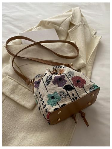GORGLITTER Women's Floral Buckle Wallet Bag Flower Drawstring Crossbody Bags Boho Handbag2
