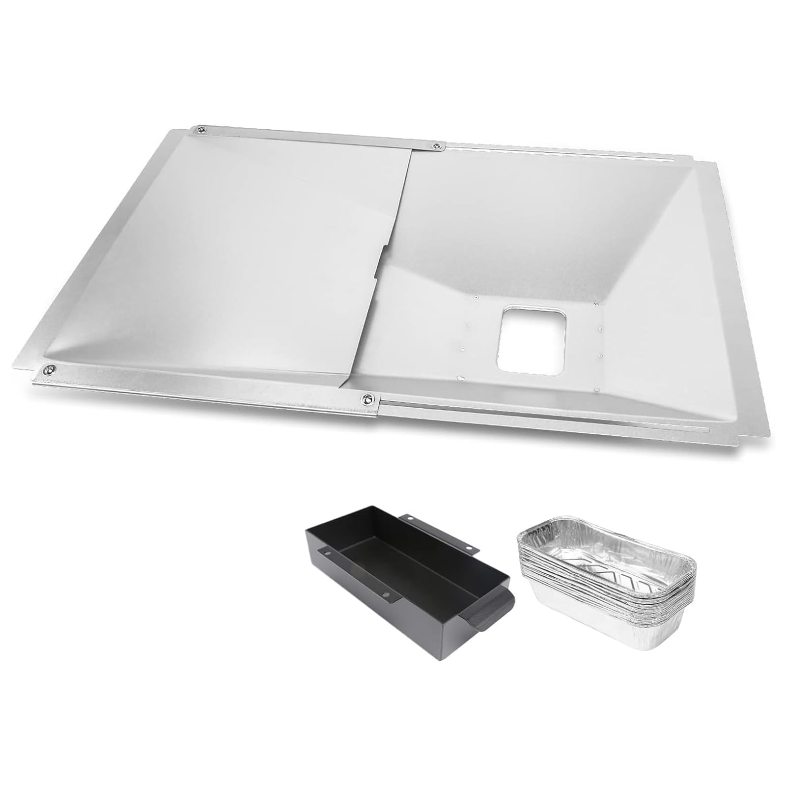 GFTIME Universal Fettwanne mit Auffangwanne 38cm bis 65cm, Verstellbar Tropfpfanne für 2/3/4 Brenner Gasgrill von Charbroil, Dyna Glo, Nexgrill, Kenmore, Uniflame und mehr, Fettauffangschale