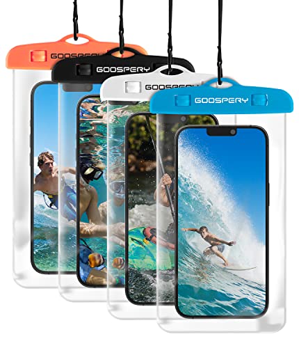 [4-Pack] Goospery Universal Waterproof Phone Pouch, Underwater Cellphone Dry Case Outdoor Beach Bag Compatible with iPhone 13 12 11 Pro Max Mini Xs XR X SE, Galaxy S22 S21 S20 S10 Note20 up to 6.8 