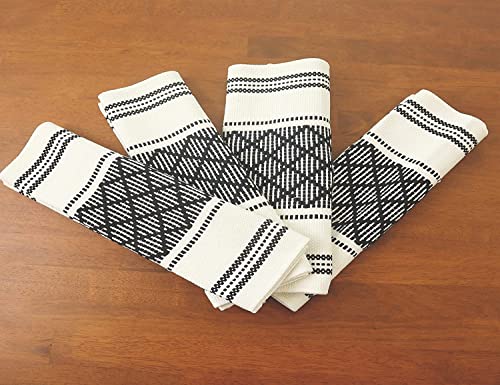 Image of ALSTONIA Cotton Table Runner - The Style of Our Table Linen and Dining Rooms and Eating Areas (Black, 14X20 INCH 4 PCS PLACMENT)