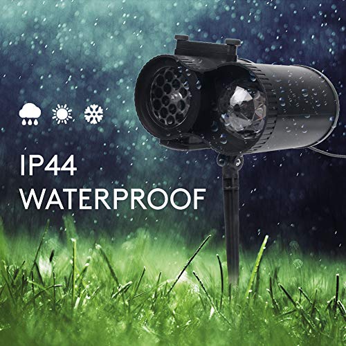 KOOT Christmas Snowflake Lights Projector 2 in 1 Ocean Wave Light with 12 Switchable Patterns Waterproof Outdoor Landscape Light for Celebration Christmas Birthday and Holiday Decoration