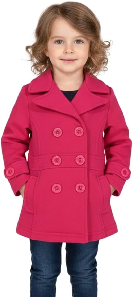 unik Girl Fleece Premium Quality Pea Coat with Buttons Size 2,3,4, SM, M, L, XL Perfect for Daily wear