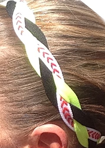 It's Ridic! No Slip Grip/Non-Slip Sports/Athletic Nylon Triple Braided Sports Headband (Black | Neon Yellow | Redstripe)