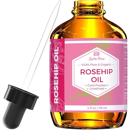 Leven Rose Pure Rosehip Oil for Face Organic Cold Pressed 4 oz - Rose Hip Seed Oil Unrefined for Nighttime Face Moisturizer for Hair Skin & Nails