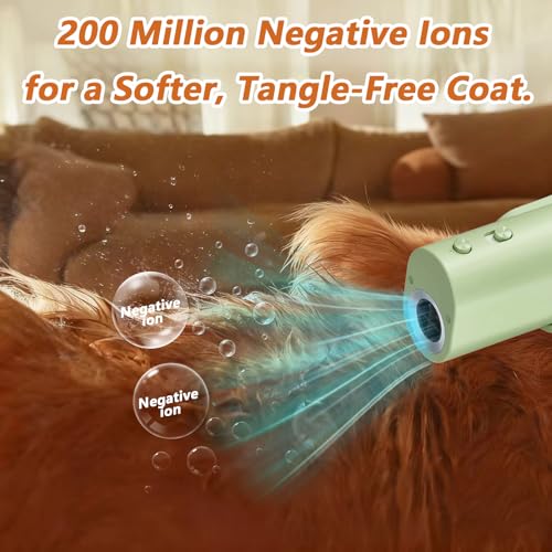 Athem Hundefön Ultraleiser 40dB, Freihändig um den Hals hängend, 200 Millionen Negative Ionen, 150m/s Schnelltrocknend, Blower Hund 8 Einstellbare Einstellungen für Geschwindigkeit & Temperatur