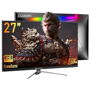 27 inch Gaming Monitor, QHD 2560 * 1440p, 144Hz/165Hz 98% sRGB, 1ms, FreeSync, Dual HDMI&DisplayPort, Built-in Speakers and LED Rainbow Light, Frameless IPS Screen, VESA Mountable, Black