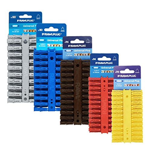 488 x Assorted Genuine Uno Rawl Plugs Universal Wall Expansion Screw Fixings, Multicoloured