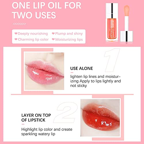 Mxnslwa Plumping Lip Oil, Long Lasting Hydrating Lip Gloss Tinted Lip Balm Non-Sticky Revitalizing, Tinting Lip Care Oil For Dry Lip (Pink) #TOP5