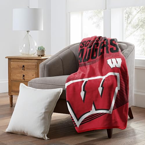 Wisconsin Badgers 60" x 80" NCAA Officially Licensed Bed Blanket – Super Soft Lightweight Fleece Blanket for Game Day, Dorms, Couch, Travel & Tailgating Comfort