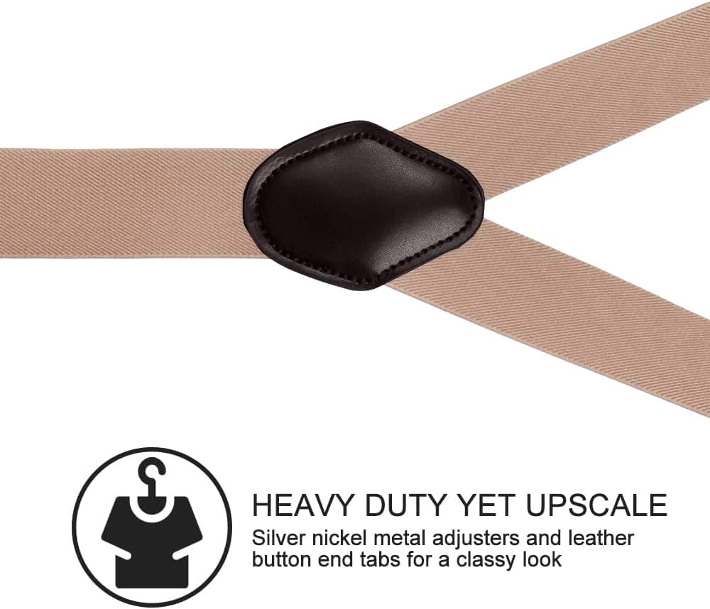 Suspenders for Men, Adjustable Suspenders Gold Clip with Elastic Straps Y-Back Construction Heavy Duty for Work - Image 4