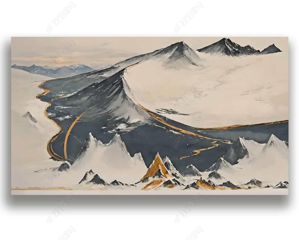 Papier peint intissé nuages de montagne enneigés pour agrandir un salon lumineux
