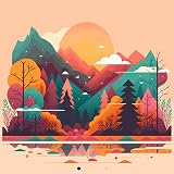Cuadro de madera de 50 x 50 cm: ilustración del fondo de paisaje de la selva natural en color vectorial plano para icono, póster, bandera (194744989)