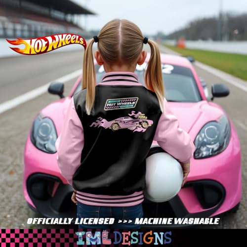 Isaac Morris Limited Hot Wheels Girls Bomber Jacket with Race Car Graphic Design Zip Up Varsity Jacket for Big Kids and Teens4