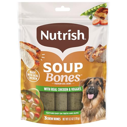 Rachael Ray Nutrish Soup Bones Dog Treats, Real Chicken & Veggies Flavor, 3 Bones, 6.3 Ounces