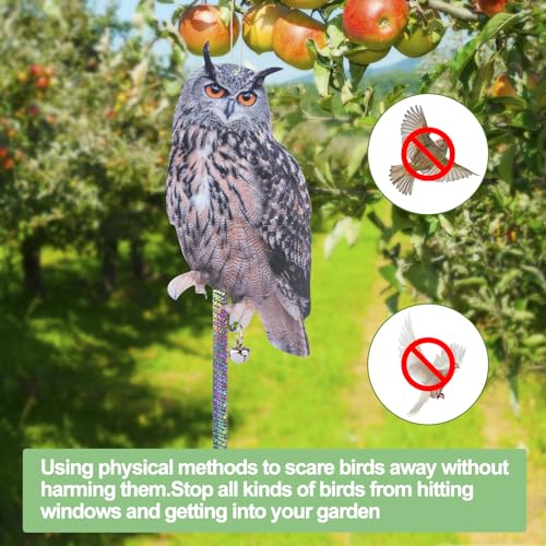OffiCreative Coruja de plástico para assustar esquilos, 5 peças, dispositivo de coruja refletiva par