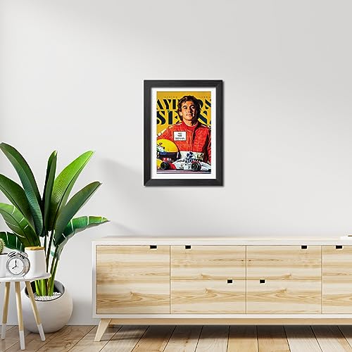 Image of TenorArts Ayrton Senna Poster F1 Driver Posters Formula One Photo Frame Painting with Matt Finish Black Texture (12 inches x 9inches)