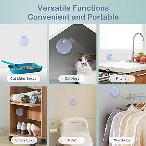 Sumbee Cat Litter Deodorizer, Smart Pet Odor Eliminator Machine, Rechargeable Smell Remover, Unscented Dust-Free, Versatile Function to Purify Odors from Pet House, Toilet, Wardrobe, USB Powered, Blue